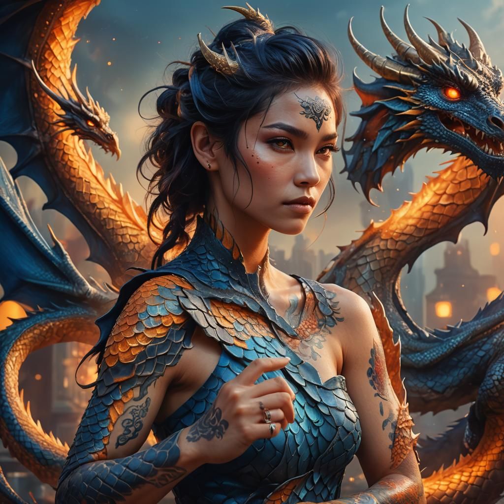 Dragon Tattoo Art Nouveau Fantasy Concept