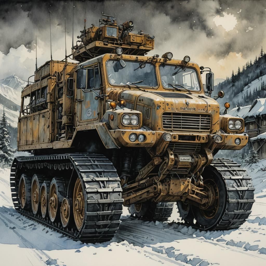 Intricate Snowcat in Mixed Media