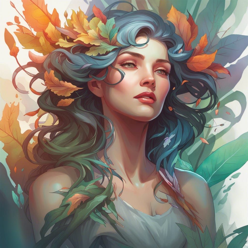 Delicate Mother Nature Portrait in Digital Art Style