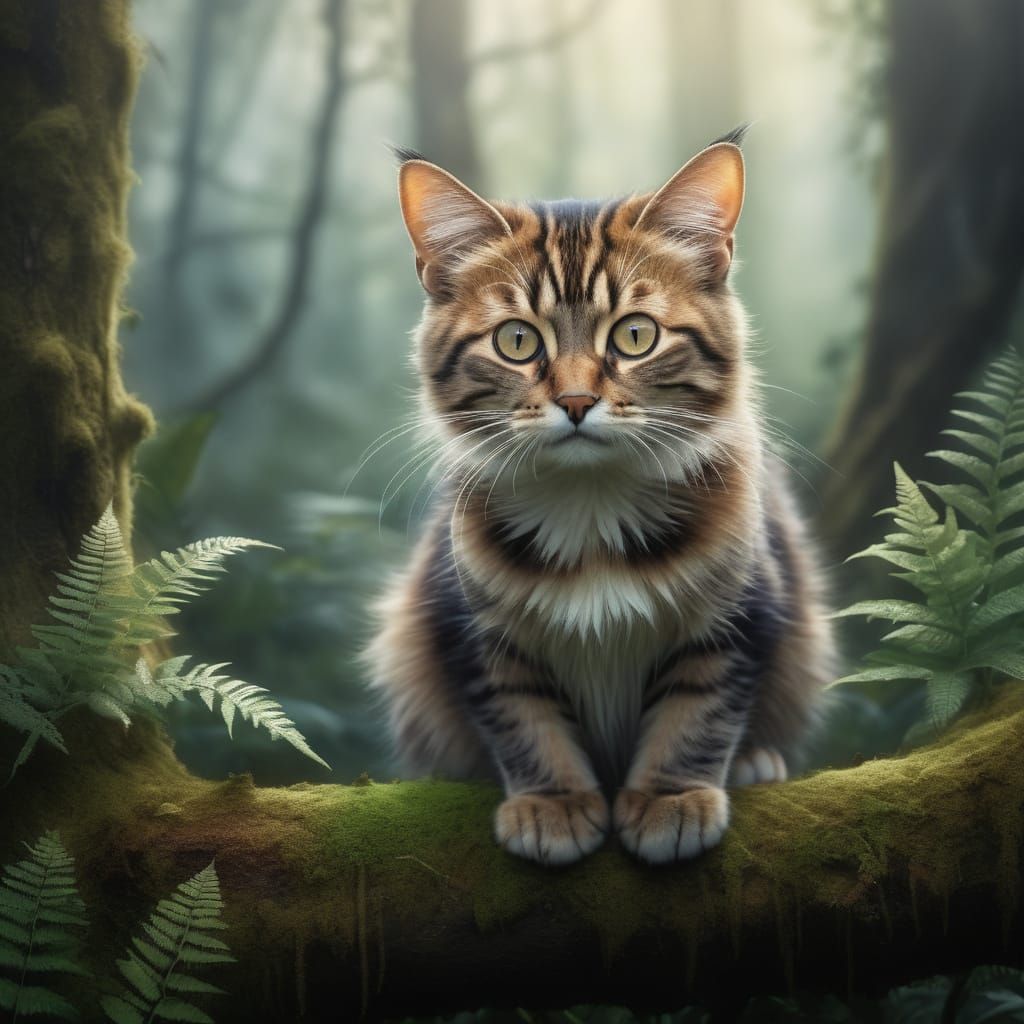 Whimsical Iriomote Cat in Vibrant Watercolor