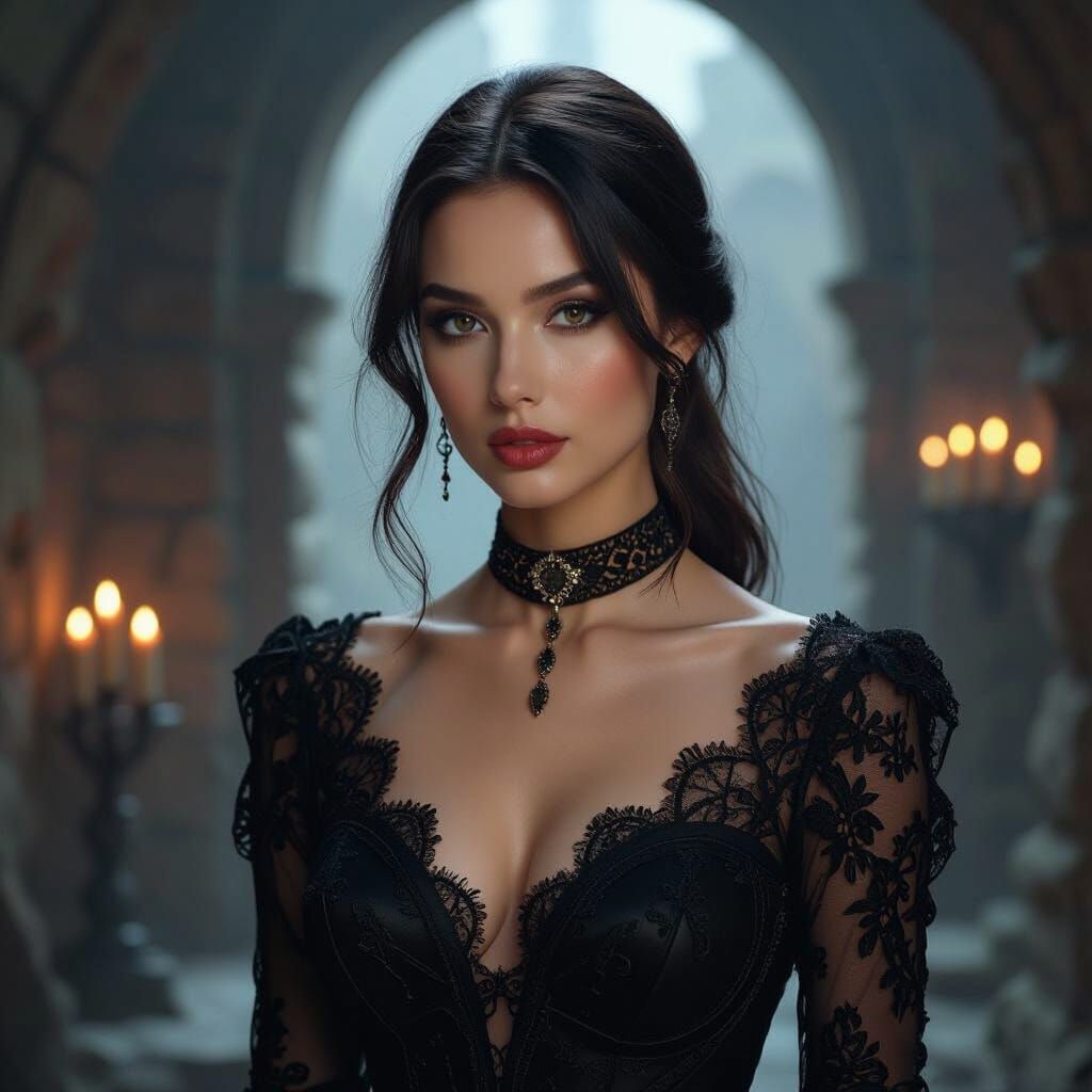 Gothic Woman in Dark, Surrealist Style