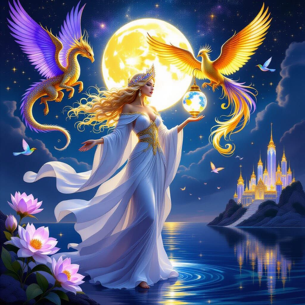 Celestial Divinity with Dragons and Phoenix