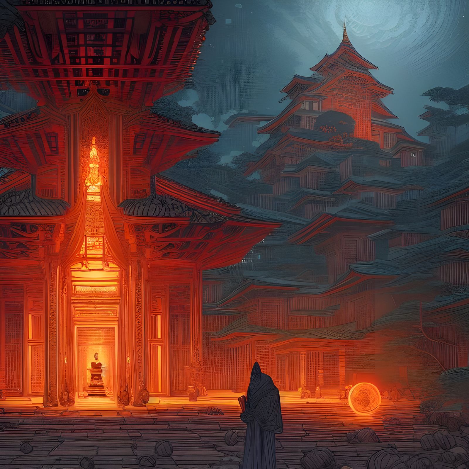 Enigmatic Monk Temple in Romantic Style