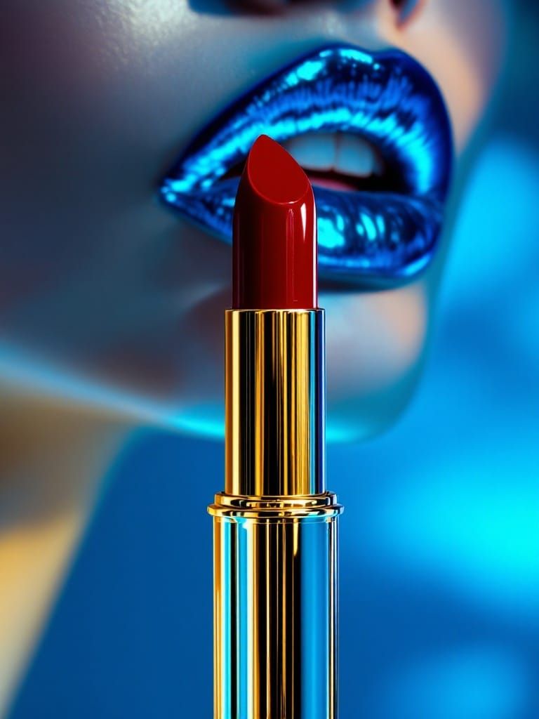 Surreal Beauty in Metallic Blue, a Dreamlike Editorial Shot