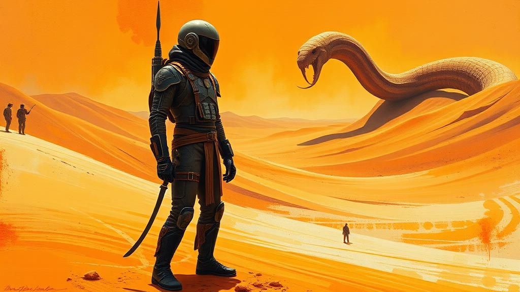 Dune Hero in Surreal Desert Dreamscape