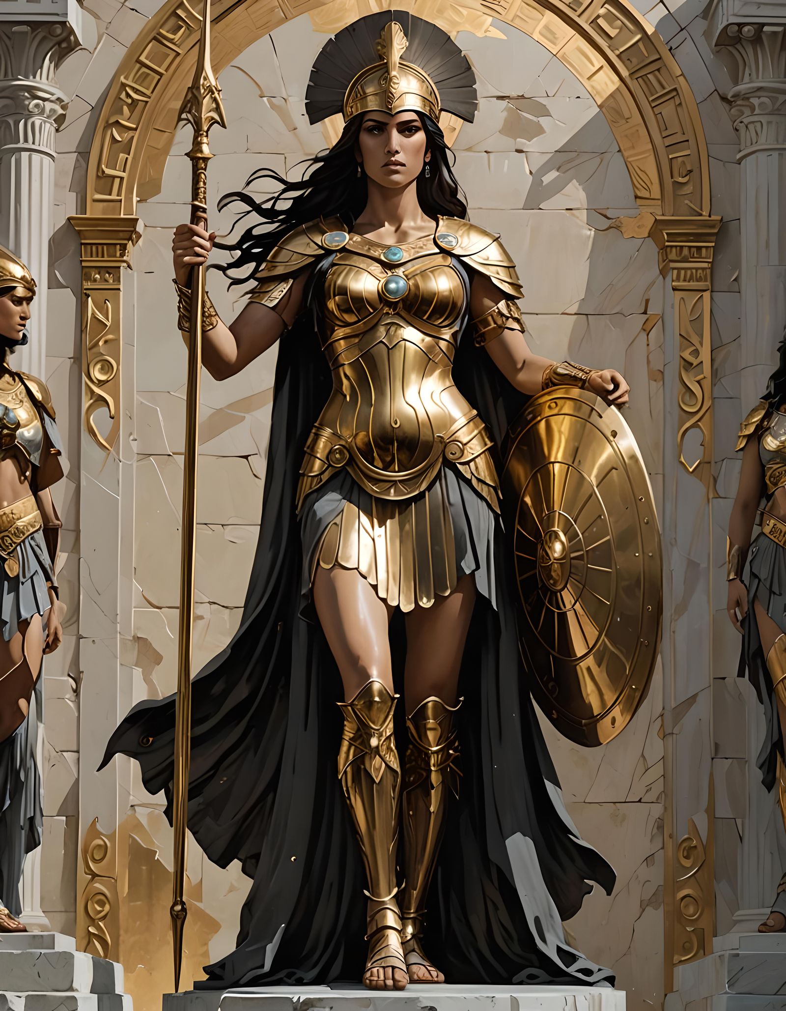 Powerful Athena Goddess in Greek Palace