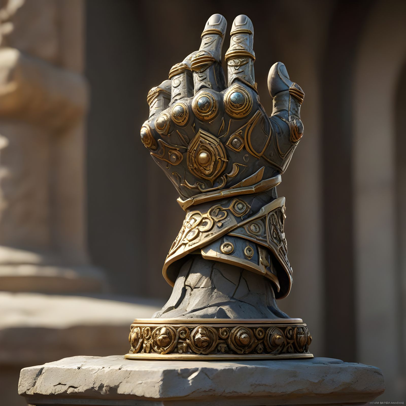 Ornate Stone Arm Gauntlet in a Fantasy Style