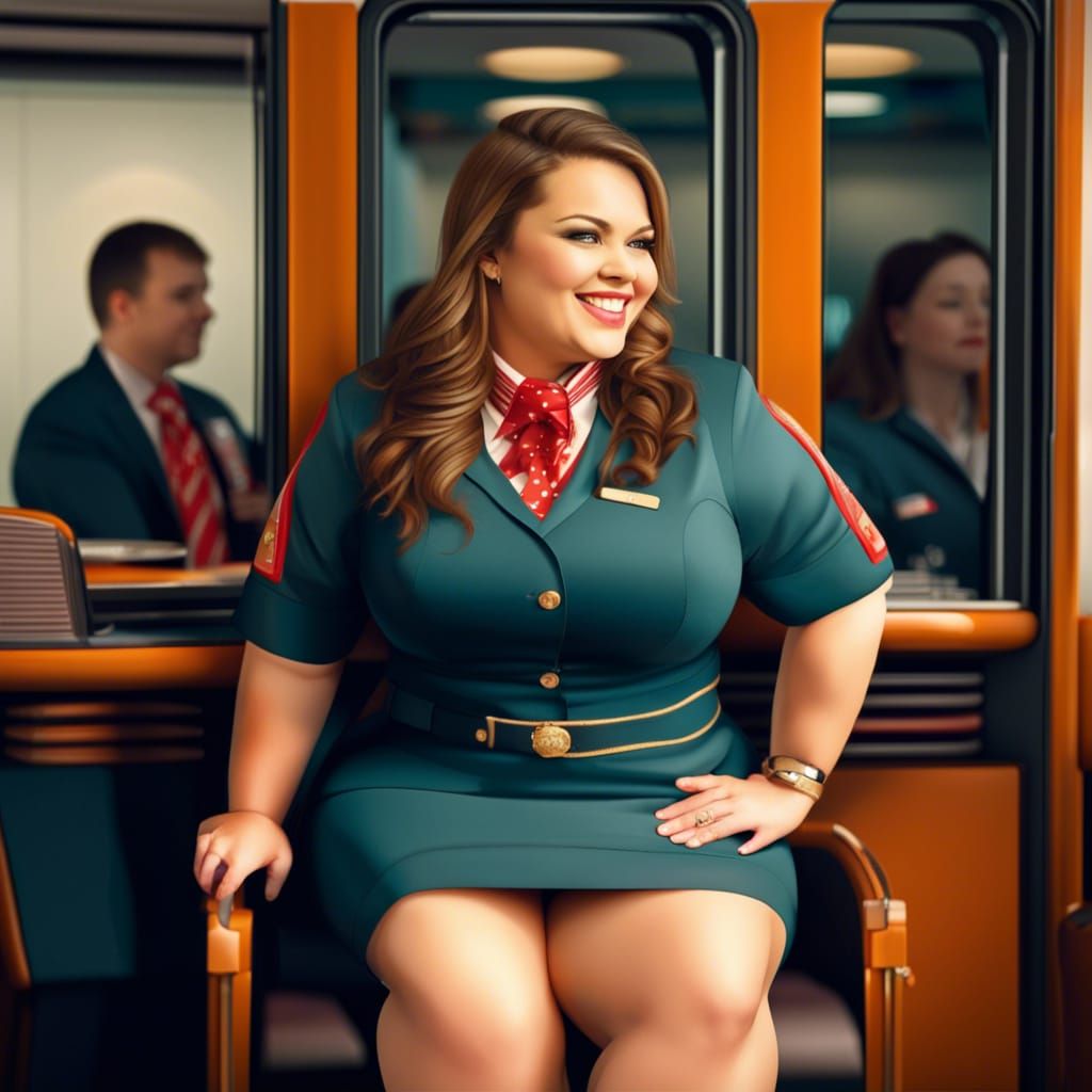 Two Smiling Flight Attendants in Elaborate Detail