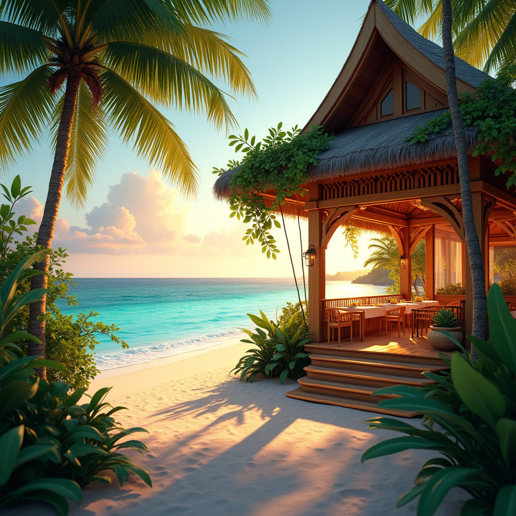 Tropical Resort Restaurant by the Sea