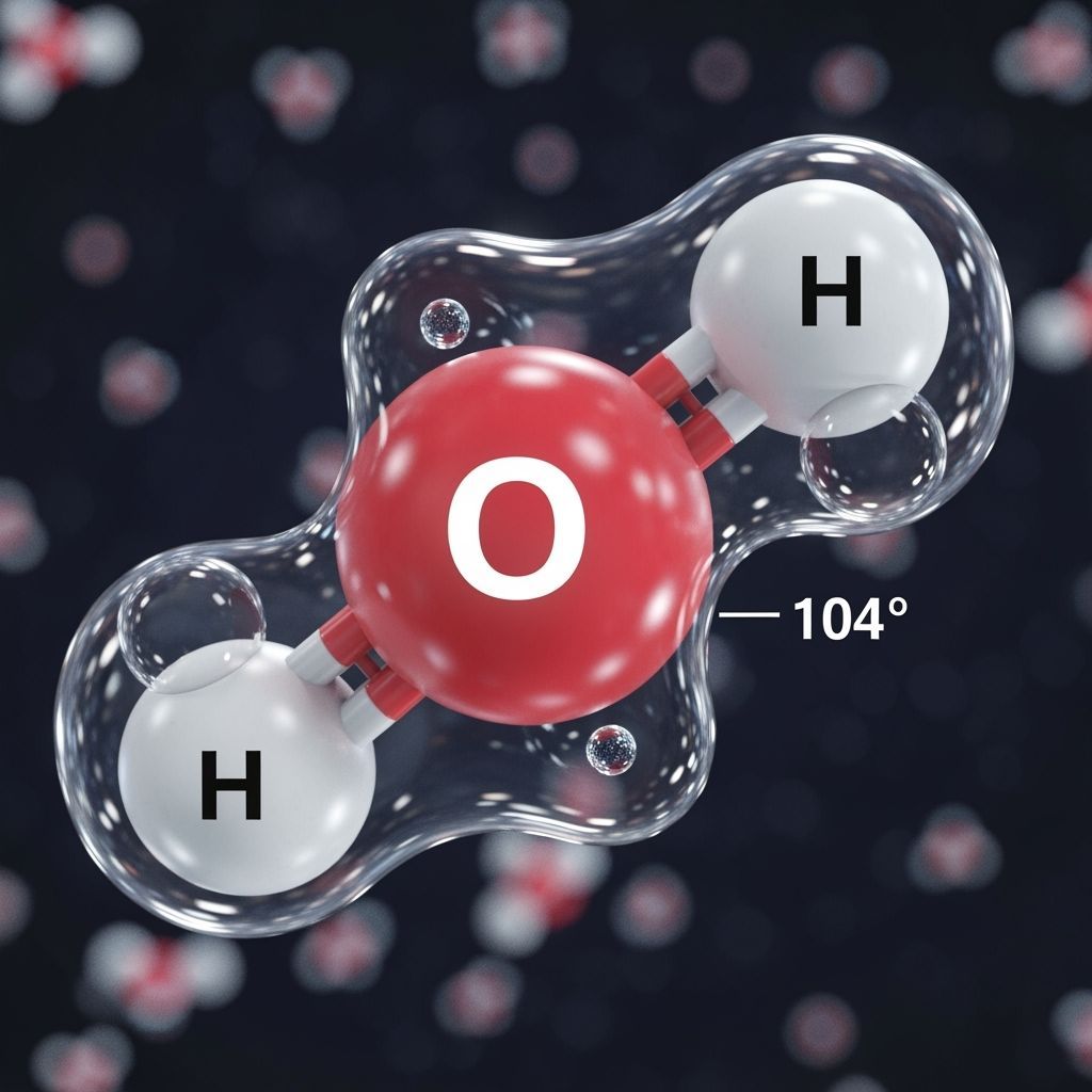 3D Water Molecule H2O with Electron Clouds
