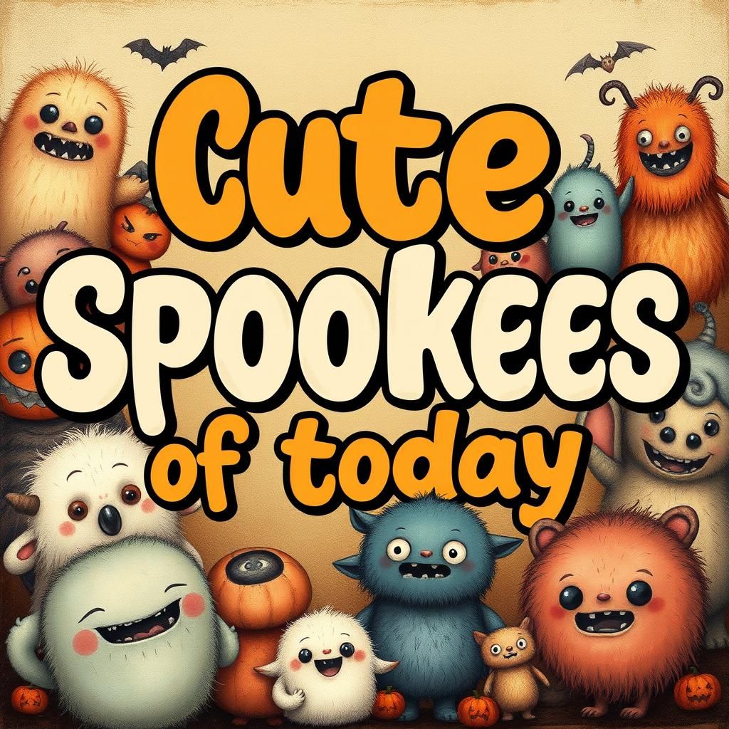 Cute Spookees Banner with Halloween Monsters
