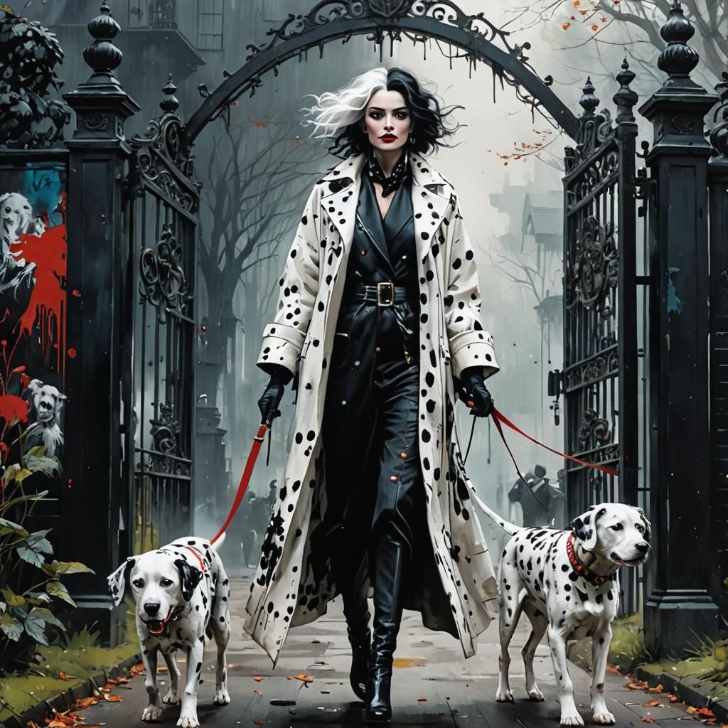 Cruella De Vil Portrait in Vibrant Colors