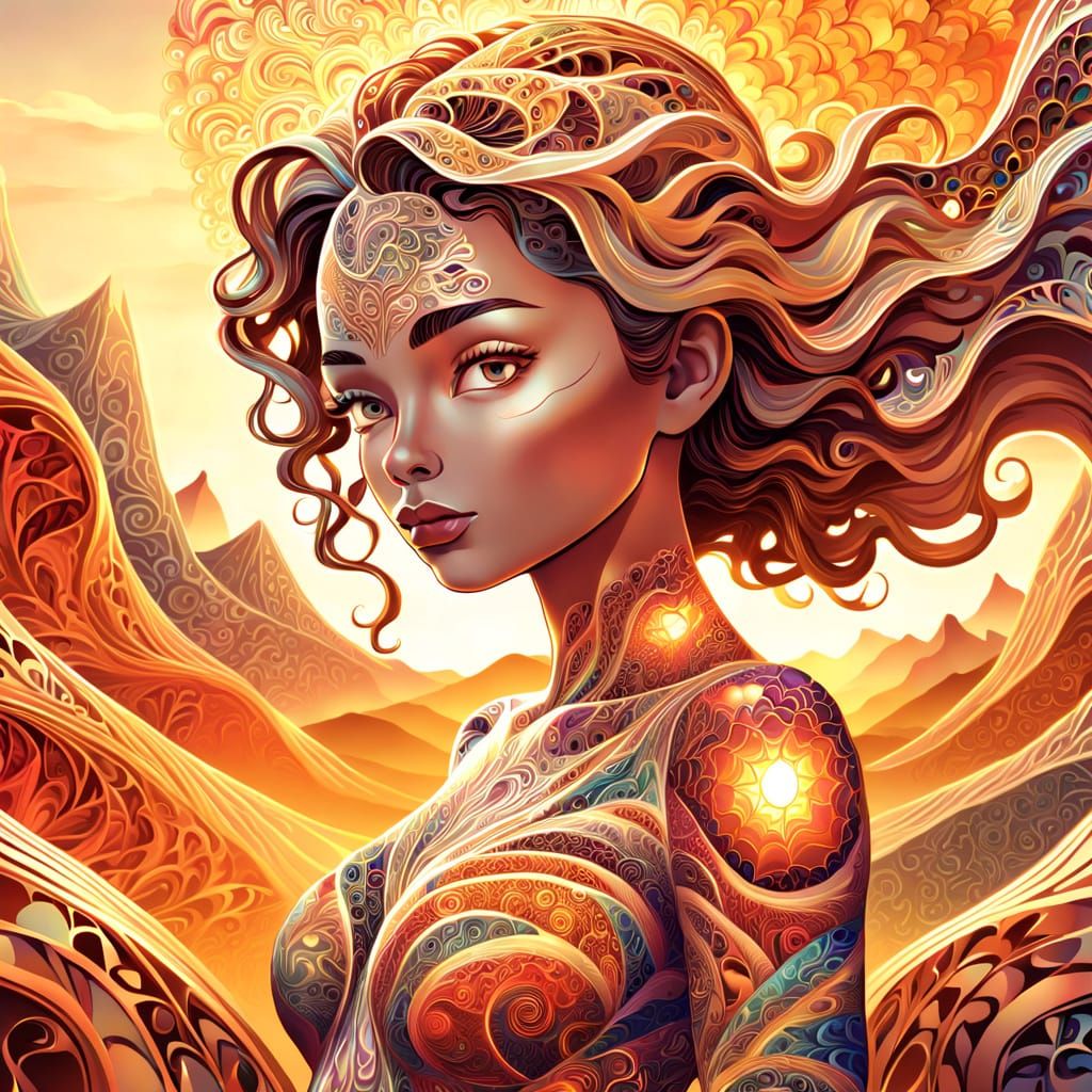 Surreal Digital Art Portrait in Abstract Landscape