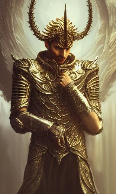 Lucifer in Majestic Armor: Intricate Cyberpunk Design