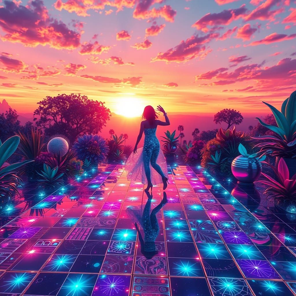 Surrealist Disco Dreamscape in Vibrant, High-Resolution Art
