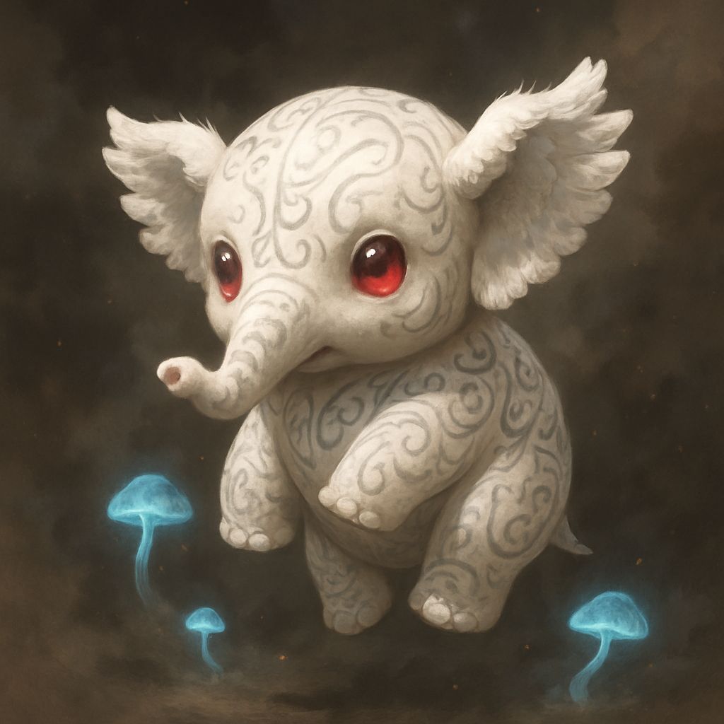 Chibi White Elephant in Anime Style