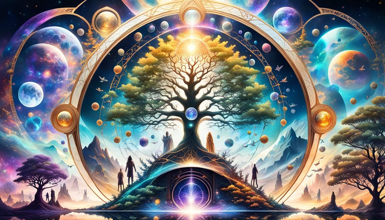 Mirrored World Goddess in Cosmic Fog, Hyperdetailed Art