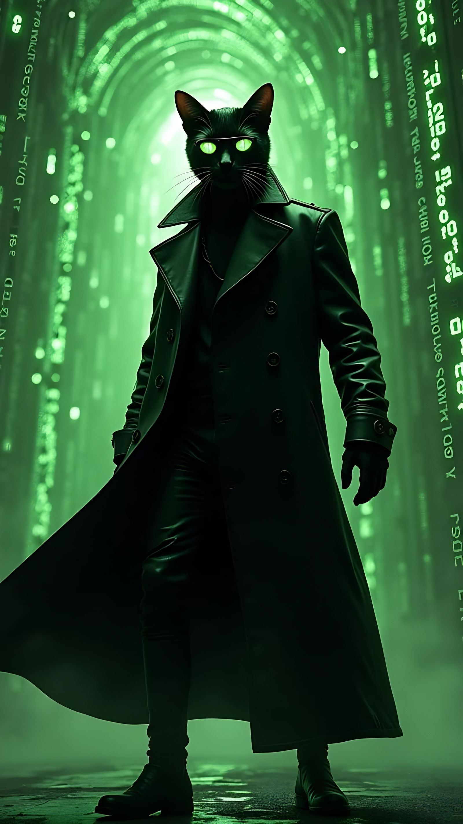 Cat as Neo in The Matrix Code