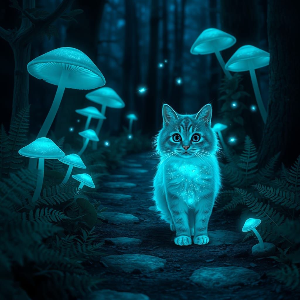 Fluorescent life in magic forest