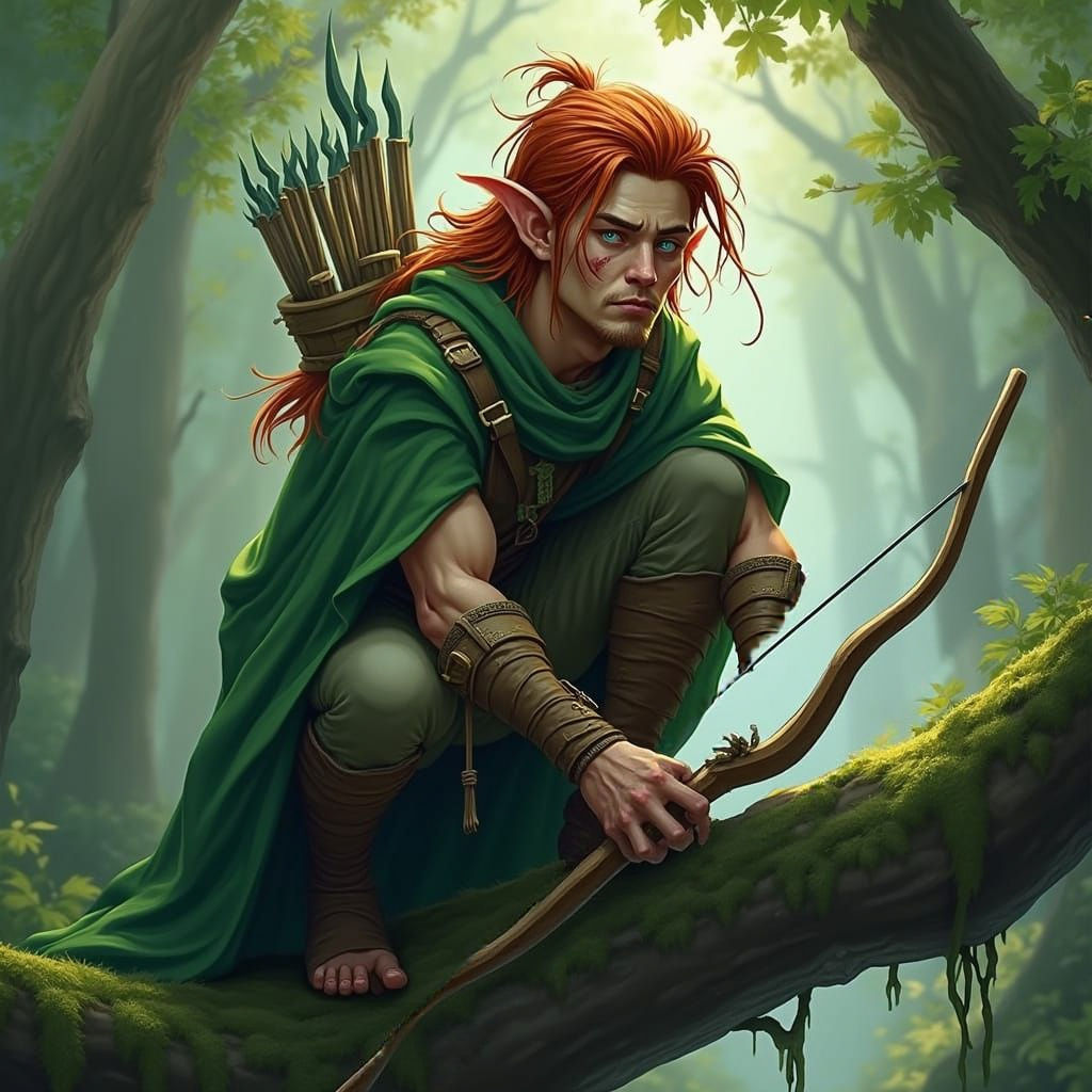 Wood Elf Ranger in Green Leaf Cloak, in Detailed Matte Paint...