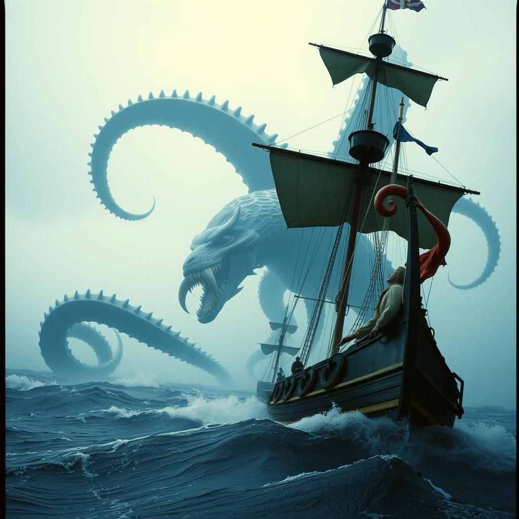 Kraken Attacks Dutch Ship in Epic Sea Storm