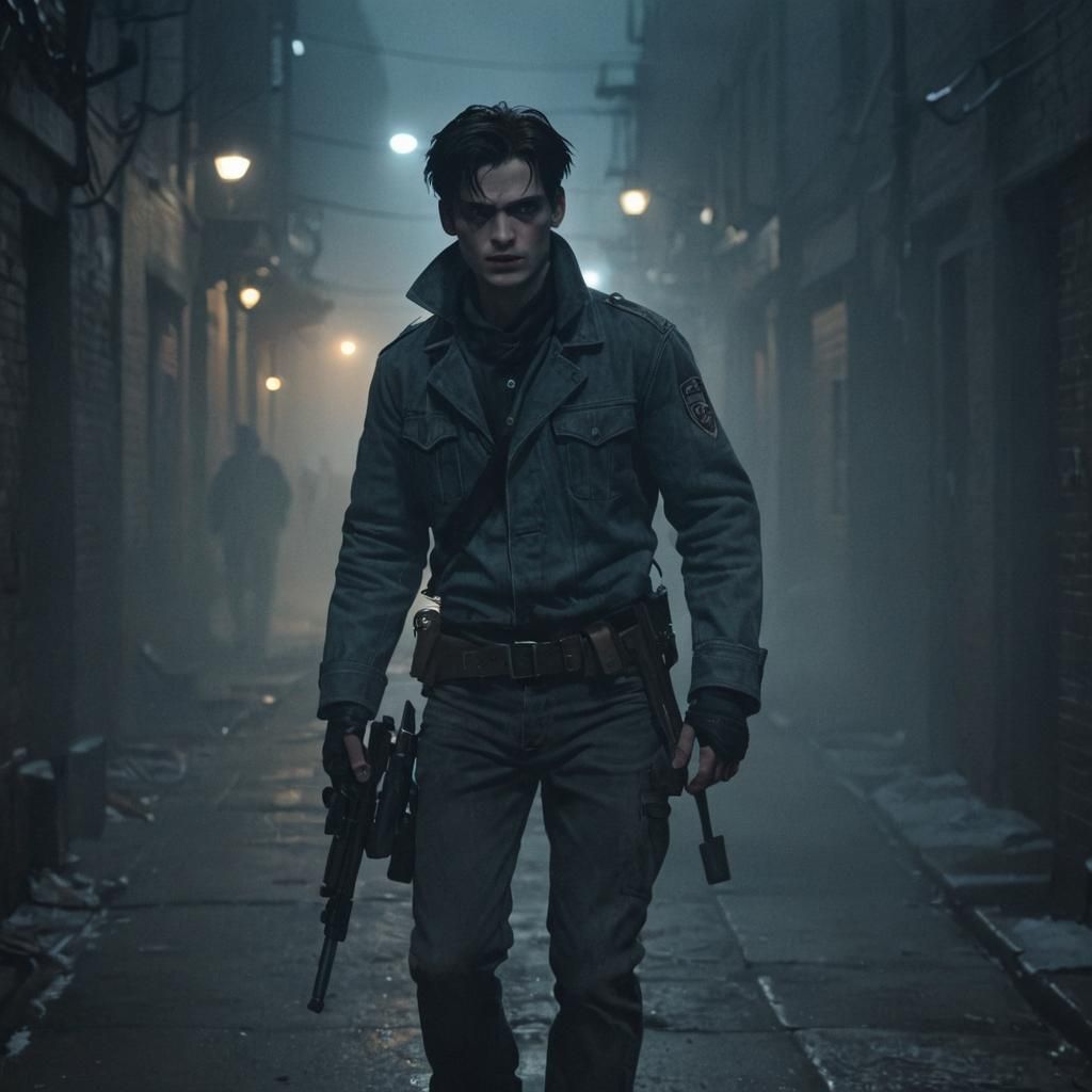 Levi Ackerman in Misty Alley: Cinematic Film Still