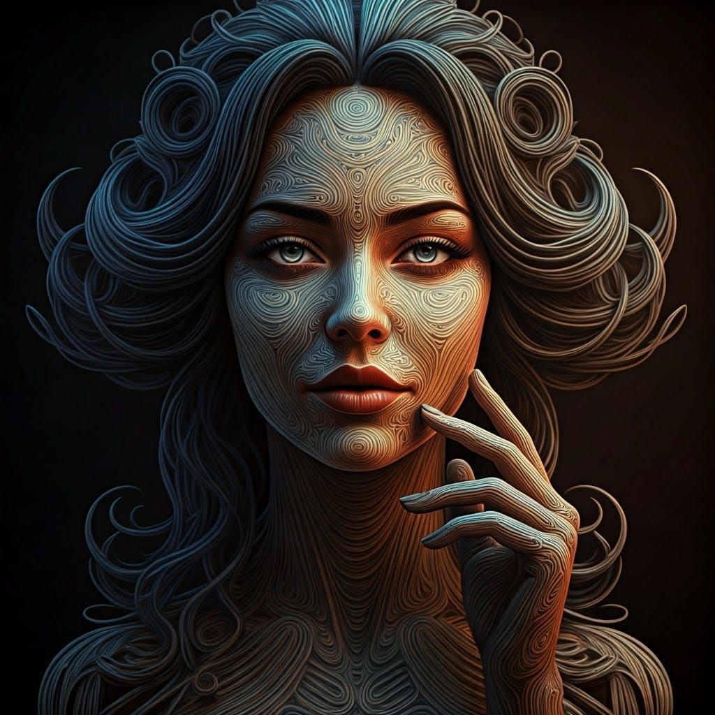 Mystical Femme Fatale: 3D Art Nouveau Portrait