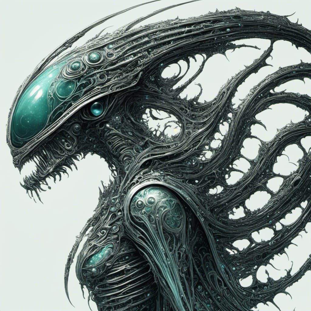 Biomechanical Alien in Surrealist Style