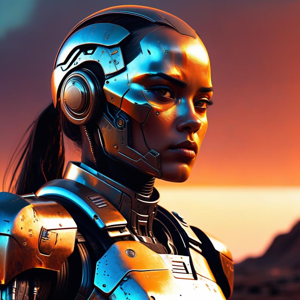 Cyborg Soldier in Futuristic Wasteland, Salvador Dali Style