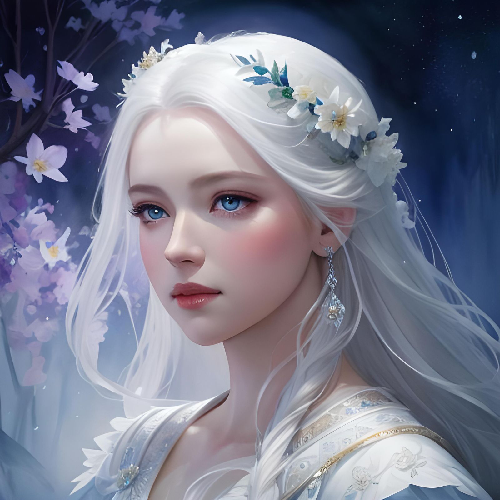 Serene White Queen of the Night Watercolor