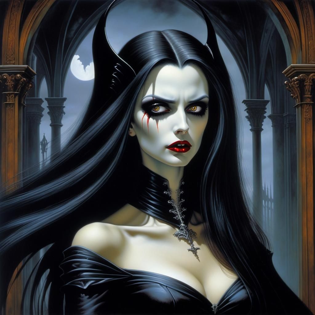 Gothic Vampire Scene in Renaissance Style