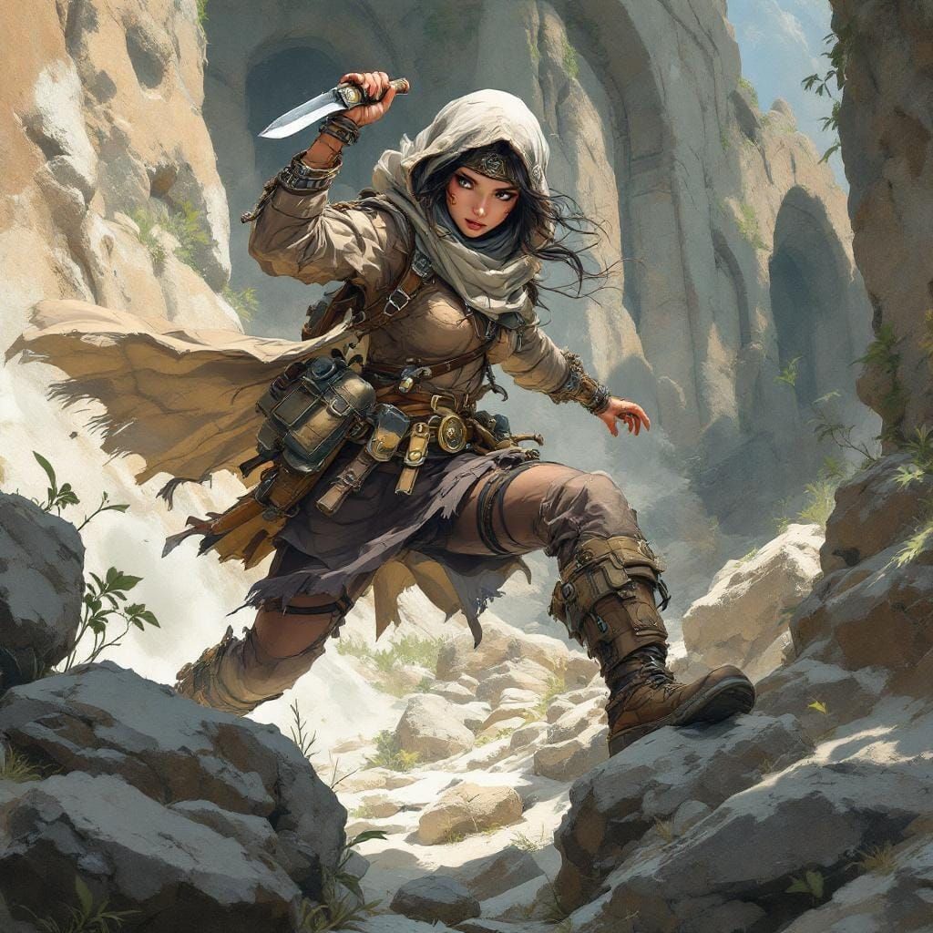 Steampunk Explorer in Anime Style Concept Art