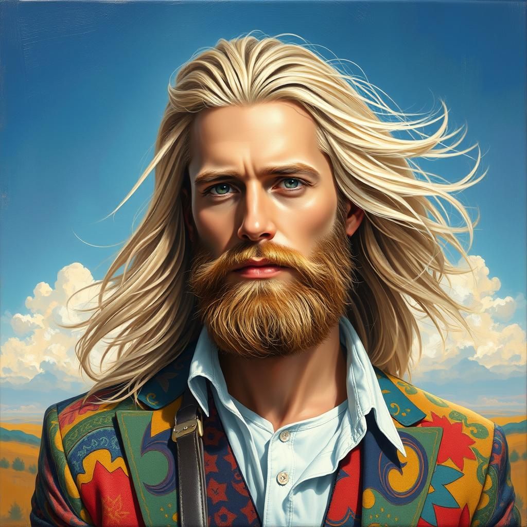 Blonde Man Portrait in Symbolic Surrealism Style