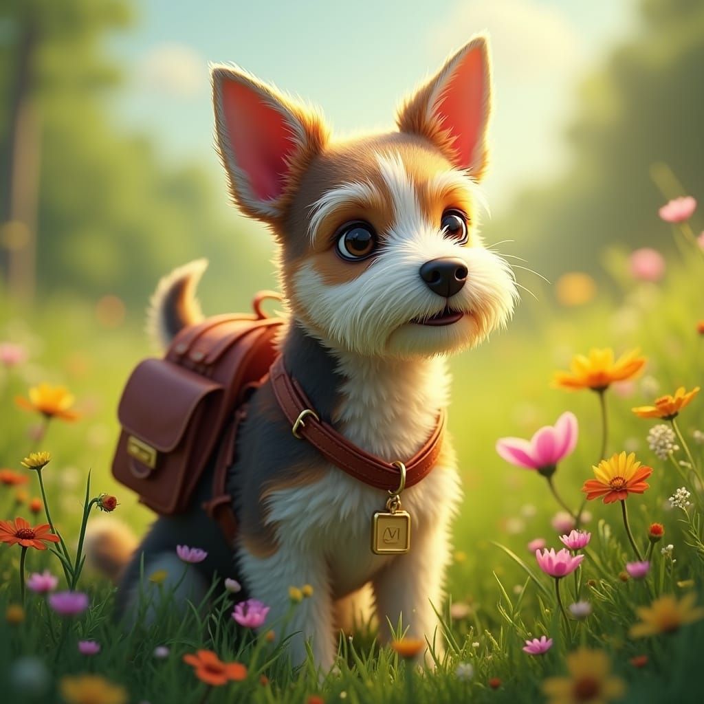 Westie Portrait in Summer Meadow, Hyperdetailed Render