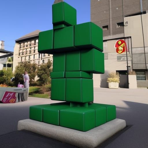 Tetris Block Statue: A Geometric Assemblage