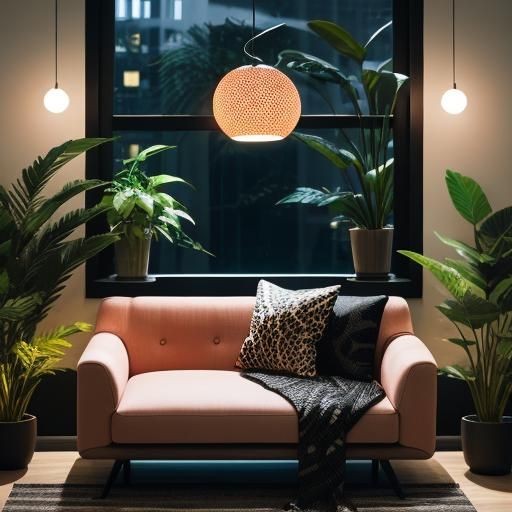 Peach and Black Modern Lounge with Animal Print