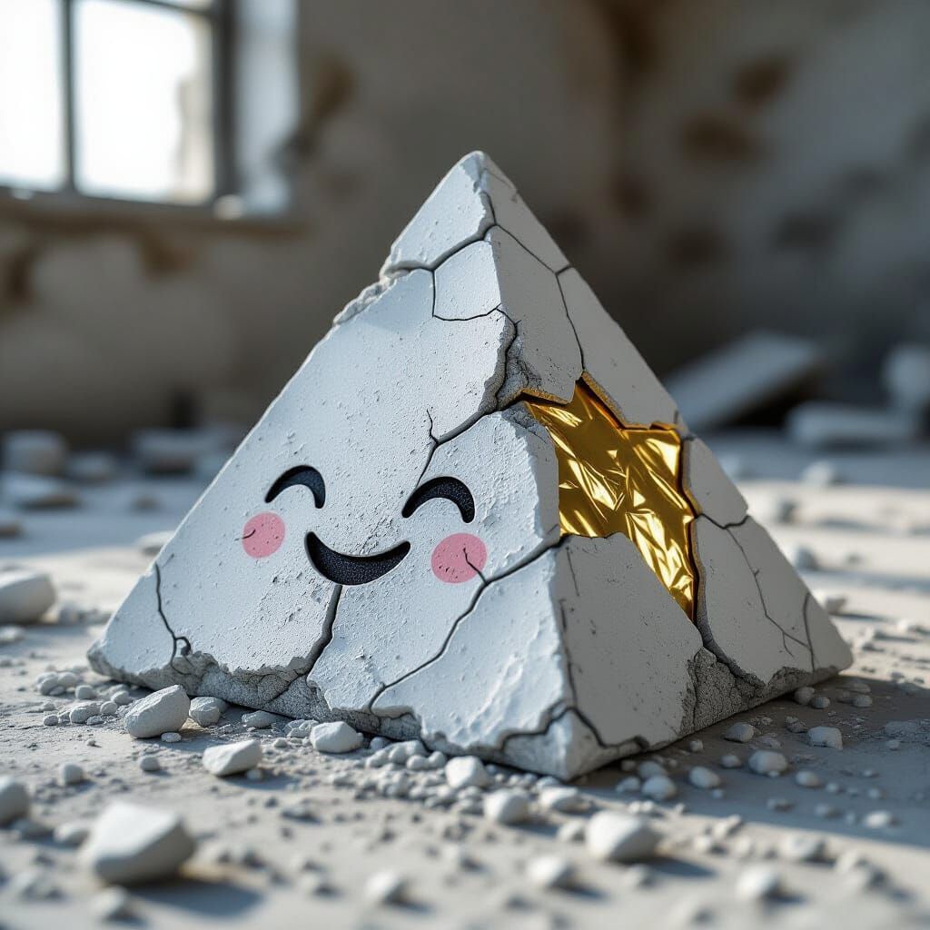 Melancholy Concrete Pyramid in Hyper-Realistic CGI Style