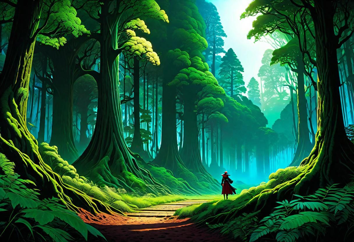 Lush Divine Forest Path in Gouache and Watercolor