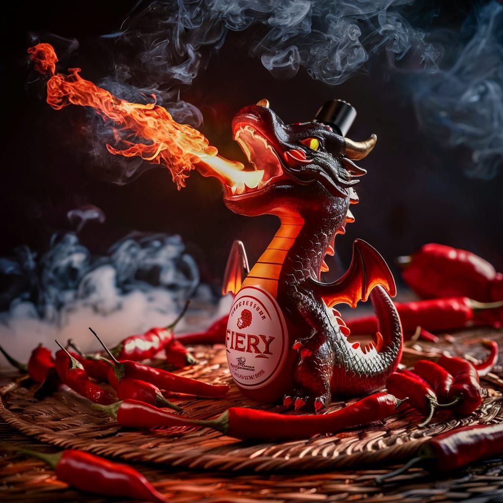 Dragon Hot Sauce Bottle with Fiery Breath