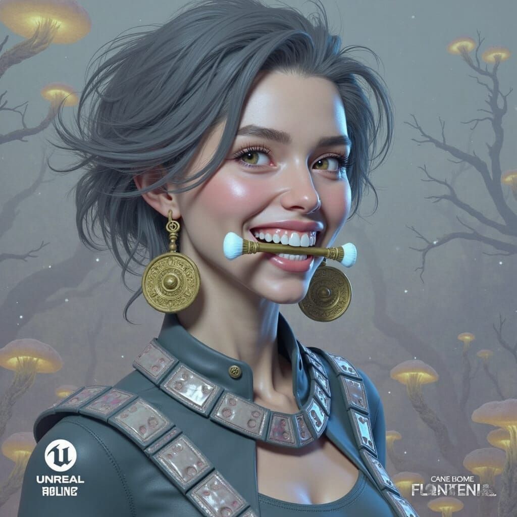 Ethereal Fantasy Maiden with Paintbrush Halo