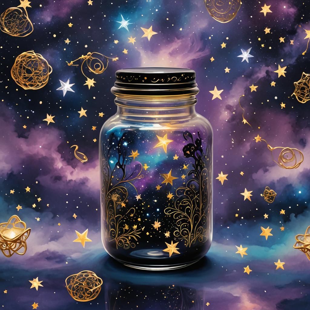 Ethereal Wish Jar in Starry Night Sky