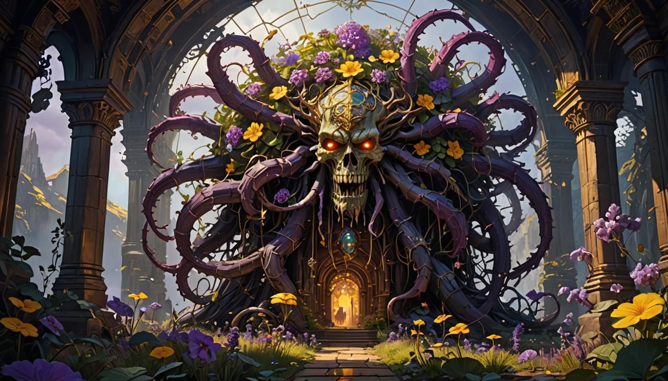 Giant Roridula Gorgonias: Dark Fantasy Concept Art