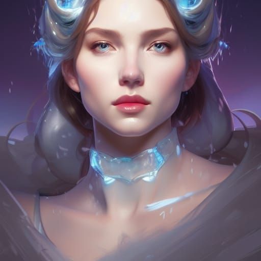 Detailed Ice Princess Portrait in Art Nouveau Style