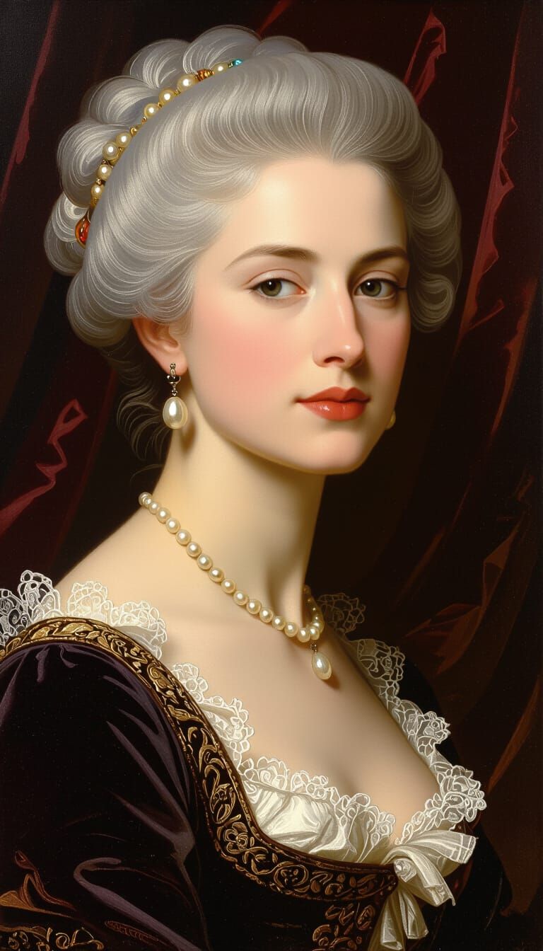 Regal Woman in Classic Oil Painting Style