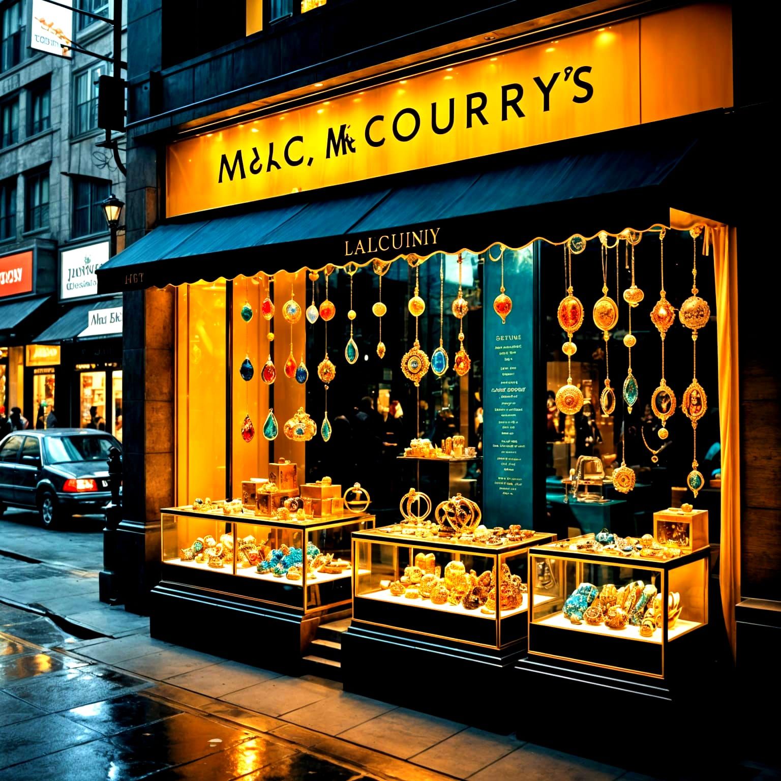 Luxurious Jewelry Store Display in Vibrant Color