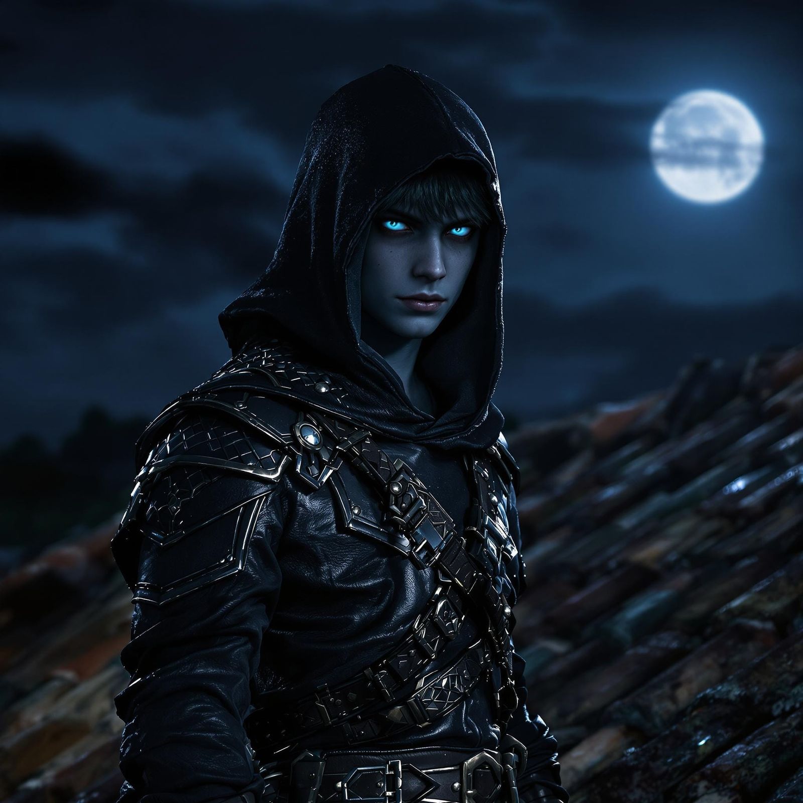 Drow Boy Portrait with Dramatic Lighting, Hyperrealism