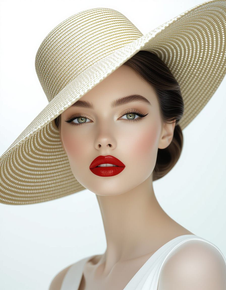 Elegant Woman's Silhouette in White and Gold