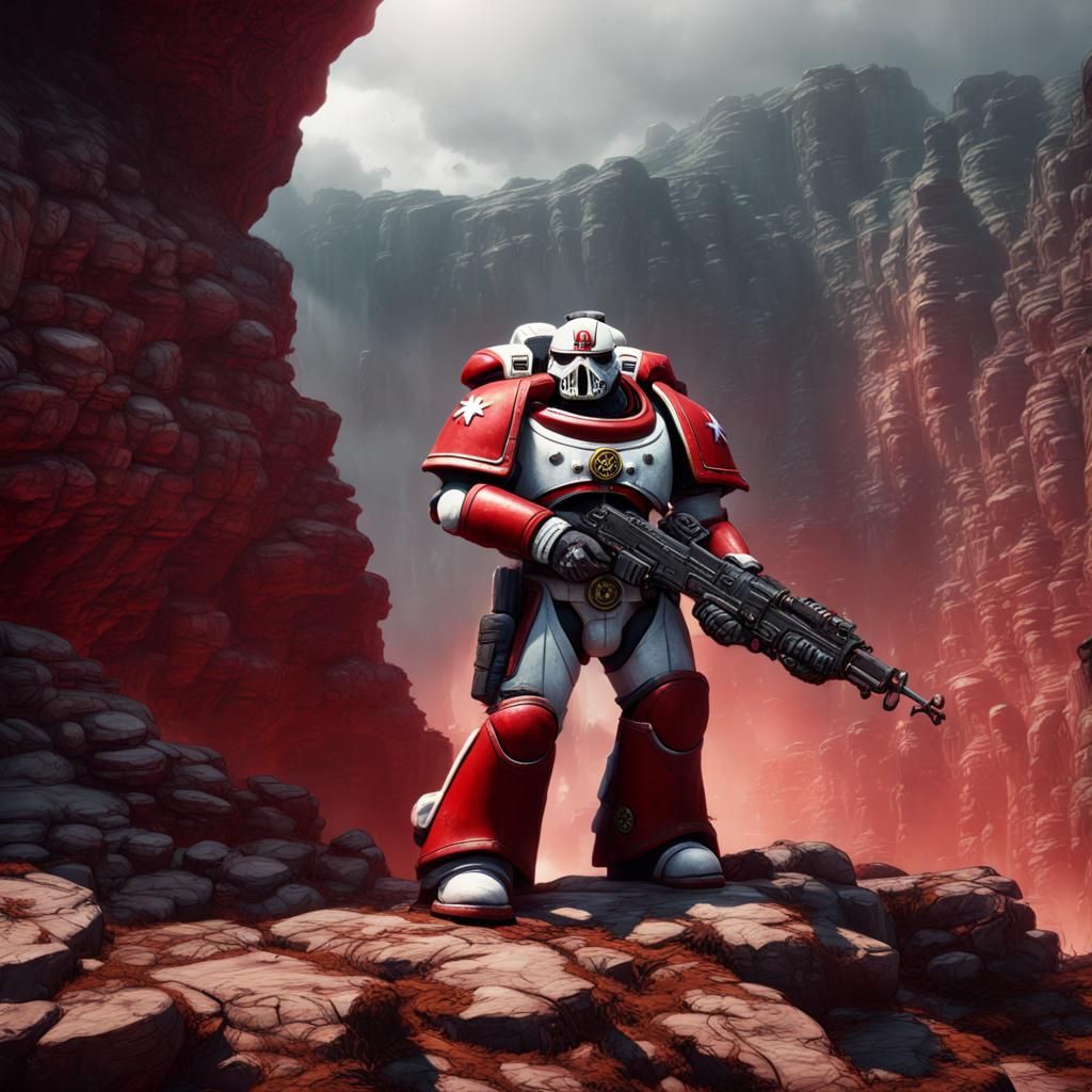 Warhammer 40K Space Marine with Canadian Flag