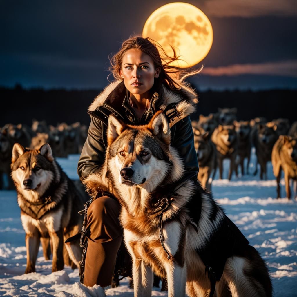 Kodiak Jane, Plains Hunter, Dog Pack in Hyperrealism