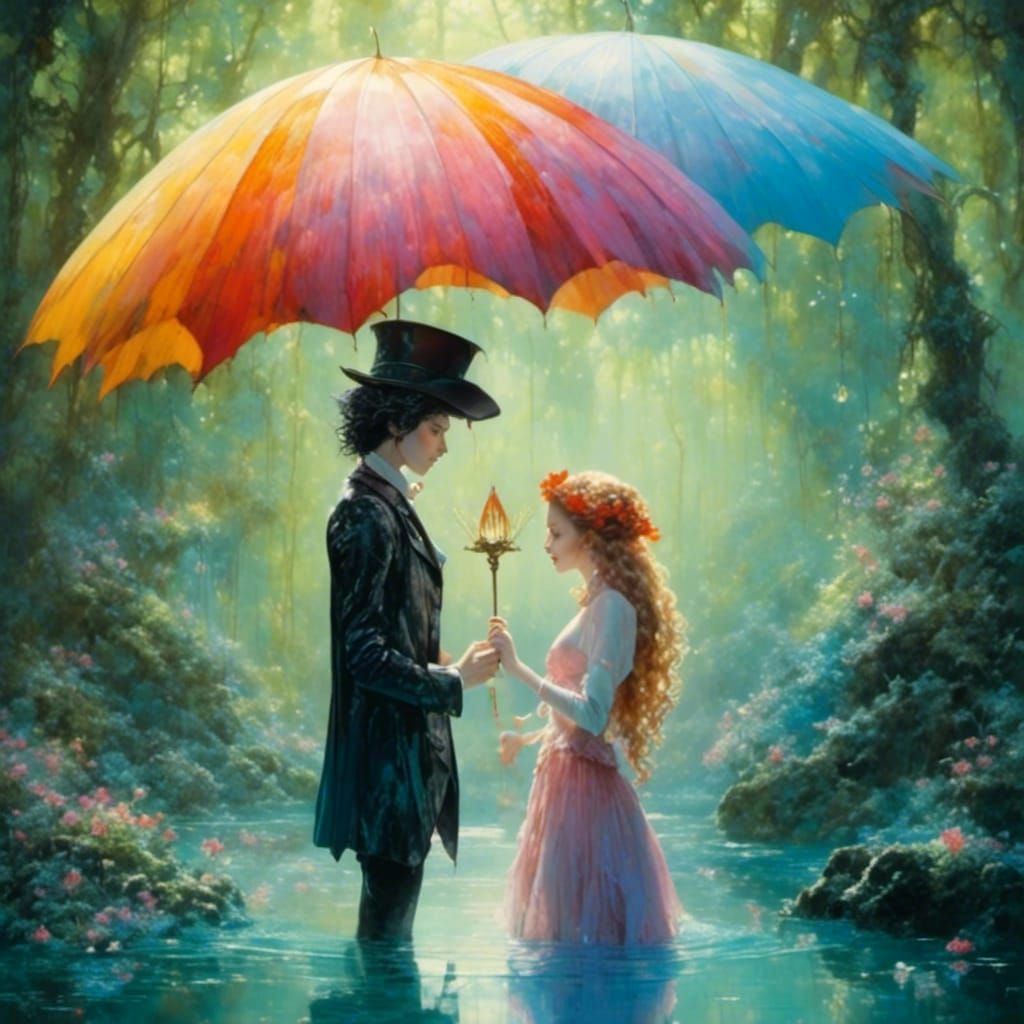 Enchanted Forest Glen in Surreal Ink Painting Style